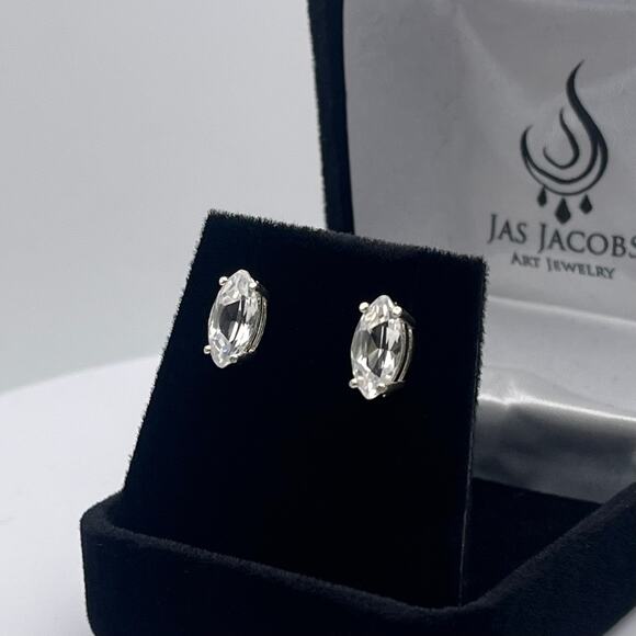 Beautiful 2ctw Marquise White Sapphire Earrings Studs in Sterling Silver - Picture 3 of 4